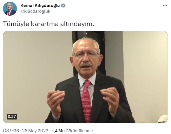 Kemal Kılıçdaroğlu: Tümüyle karatma altındayım