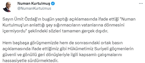 Özdağ'ın kendisi hakkındaki sözlerine Numan Kurtulmuş'tan jet yanıt: Gerçek dışı