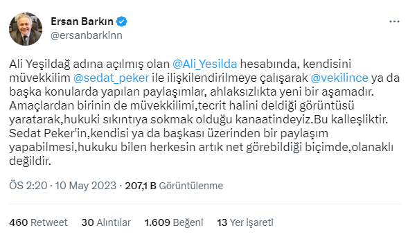 Peker'in avukatından Ali Yeşildağ açıklaması: Müvekkilimi hukuki sıkıntıya sokmak istiyorlar, bu kalleşliktir