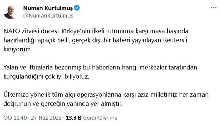 TBMM Başkanı Kurtulmuş: Gerçek dışı bir haberi yayınlayan Reuters'i kınıyorum