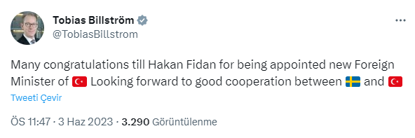 Yeni Kabine'de Dışişleri Bakanlığı görevini üstlenen Hakan Fidan'a dünyadan tebrik mesajları