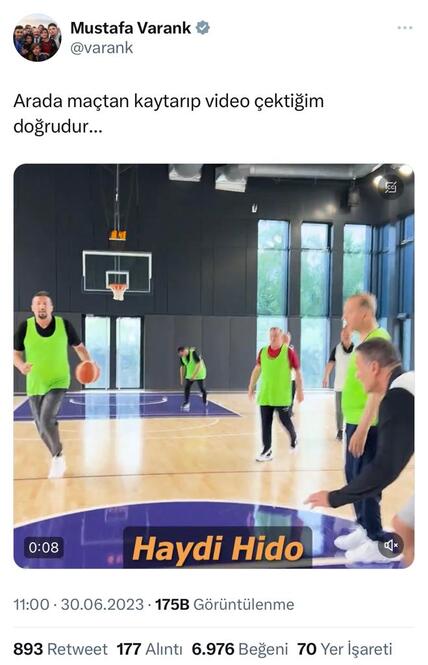 Varank'tan, Cumhurbaşkanı Erdoğan'la basketbol maçı paylaşımı