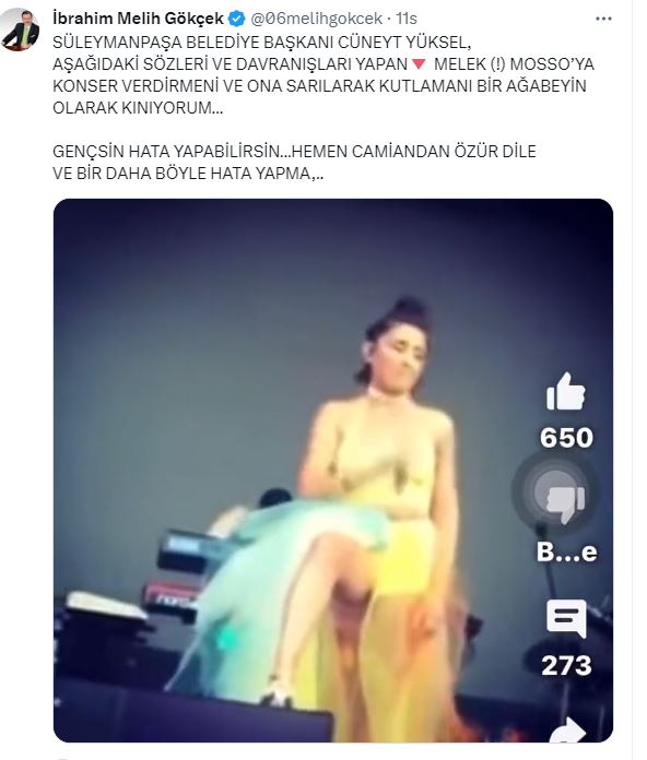 AK Parti'de belli bir kesimin istifasını istediği Cüneyt Yüksel, Melek Mosso konserinde neler söyledi?