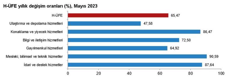 Hizmet üretici enflasyonu mayısta yüzde 65,47 oldu