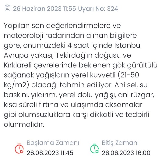 İstanbul Valiliği'nden kuvvetli yağış uyarısı: Saat 16.00'ya kadar dikkatli olunmalı