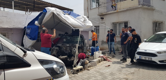 Çalınan otomobil deprem çadırında parçalanmış halde bulundu! Ses duyulmasın diye bir de çakallık yapmışlar