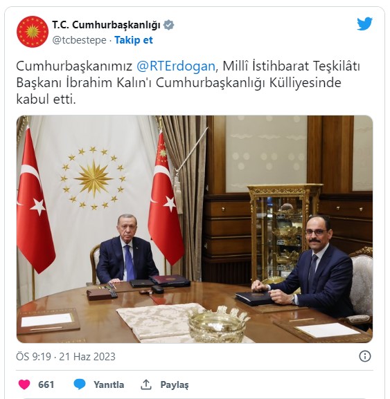 Cumhurbaşkanı Erdoğan, MİT Başkanı İbrahim Kalın'ı kabul etti