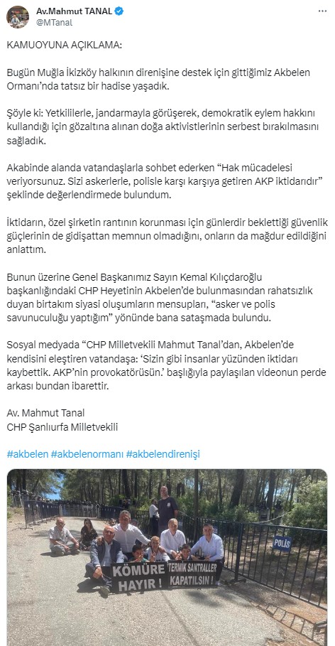 Akbelen'e giden CHP'li Tanal ve Başarır, eylemcilerle tartıştı!