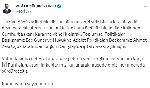 İYİ Parti, akaryakıta yapılan ÖTV zammının iptali için Danıştay'da dava açtı