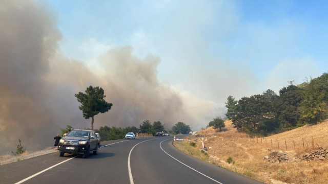 Çanakkale'de 5 saattir devam eden orman yangını şehir merkezine kadar yaklaştı