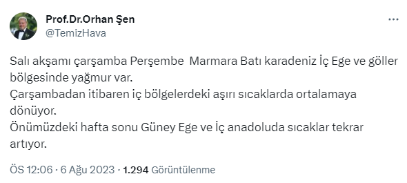 Salı gününe dikkat! Türkiye'yi kavuran Eyyam-ı Bahur gidiyor, yağmur geliyor