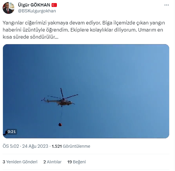 Çanakkale Belediye Başkanı Ülgür Gökhan'ın, yangının çıktığı gün yurt dışına tatile gittiği iddiası gündemi sarstı