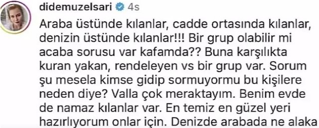 Didem Uzel, denizde namaz kılan kişiye tepki: Kimse gidip sormuyor mu bu kişilere neden diye?