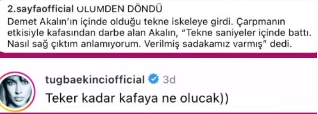 Tuğba Ekinci'den kaza geçiren Demet Akalın'a kavga çıkaracak yorum: Teker kadar kafaya ne olacak?