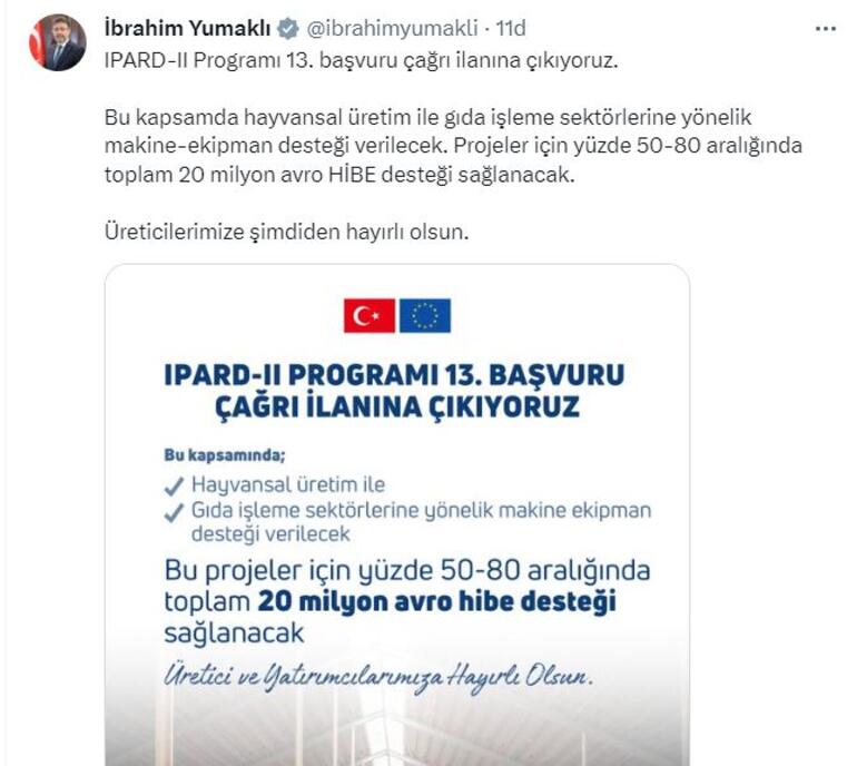 IPARD II Programı için 13'üncü başvuru çağrısı