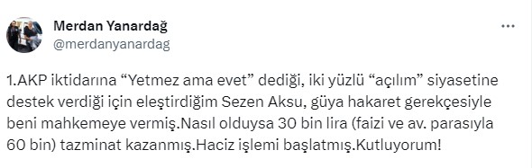 Sezen Aksu, kendisini eleştiren Merdan Yanardağ'a tazminat davası açtı