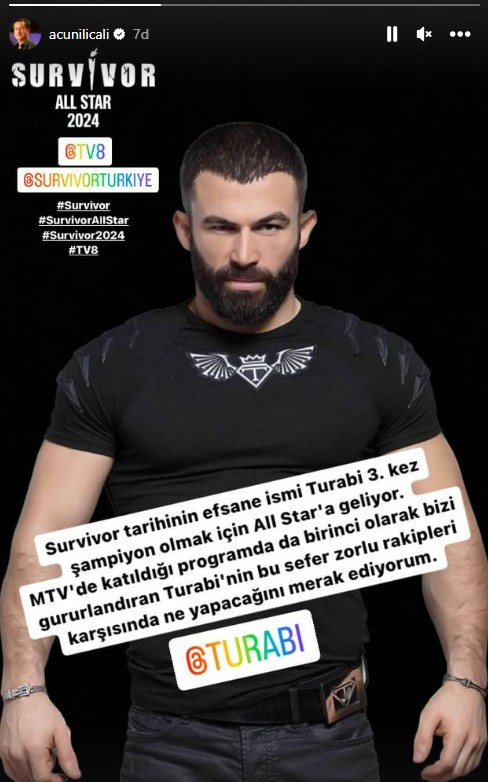 Survivor 2024 All Star'ın yeni yarışmacısı Turabi Çamkıran oldu