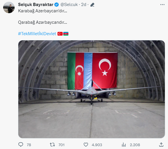 Selçuk Bayraktar'dan manidar fotoğraf paylaşımı: Karabağ Azerbaycan'dır