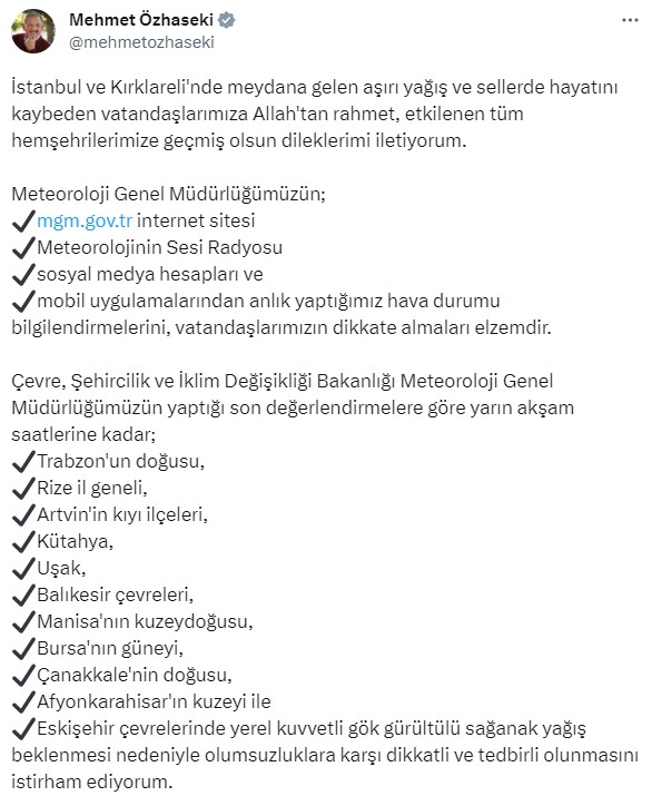 Meteoroloji'den 11 ile sarı kodlu uyarı! Sel ve su baskınları bekleniyor