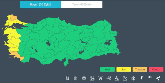 Meteoroloji'den 10 il için sarı ve turuncu kodlu uyarı