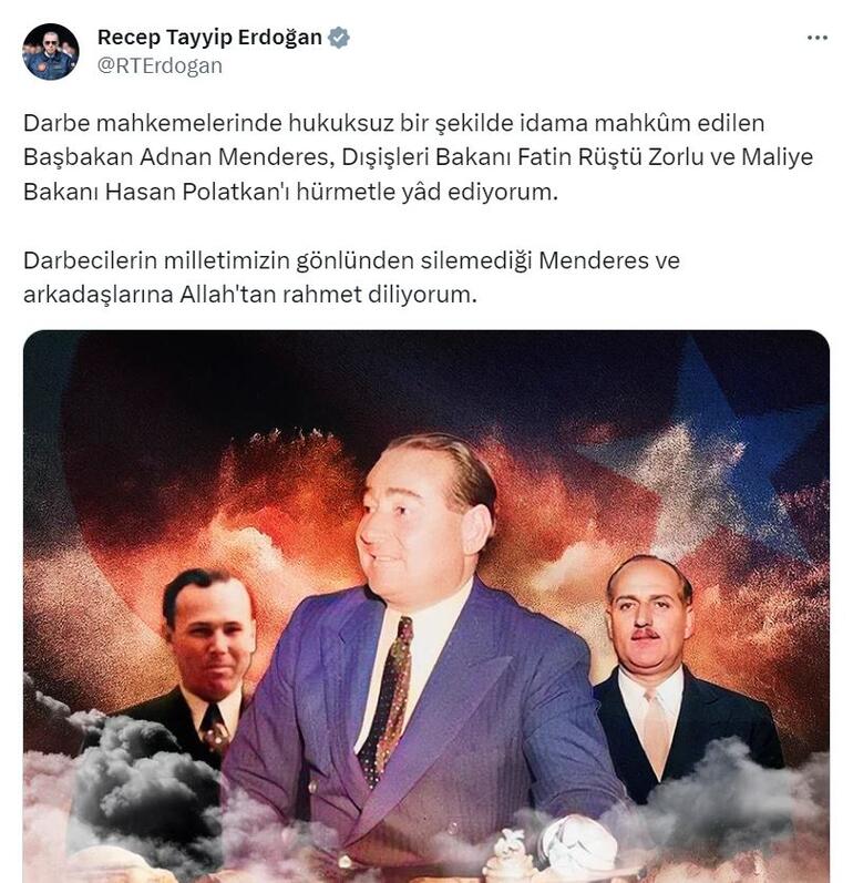 Cumhurbaşkanı Erdoğan, Adnan Menderes'i andı