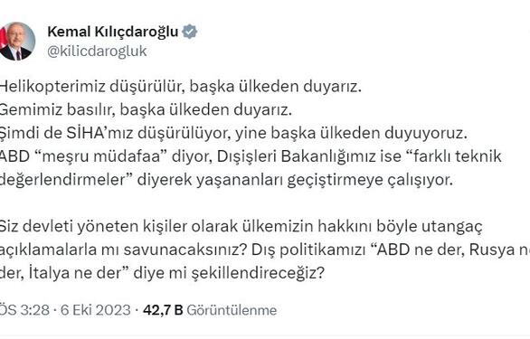 Kılıçdaroğlu: Ülkemizin hakkını böyle utangaç açıklamalarla mı savunacaksınız
