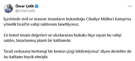 AK Parti Sözcüsü Çelik: Cibaliye Mülteci Kampı'na yönelik İsrail'in vahşi saldırısını lanetliyoruz