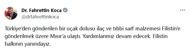 Bakan Koca'dan Filistin'e gönderilen sağlık malzemelerine ilişkin açıklama