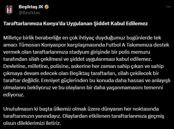 Görüntüler ortalığı ayağa kaldırdı! Beşiktaş'tan açıklama gecikmedi: Taraftarımıza silah çekilmesi ve şiddet uygulanması kabul edilemez