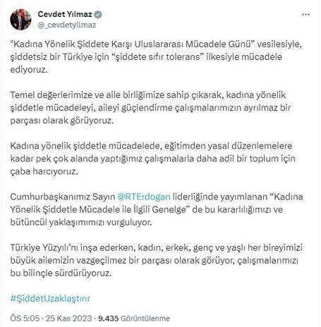 Cumhurbaşkanı Yardımcısı Yılmaz: Şiddete sıfır tolerans ilkesiyle hareket ediyoruz