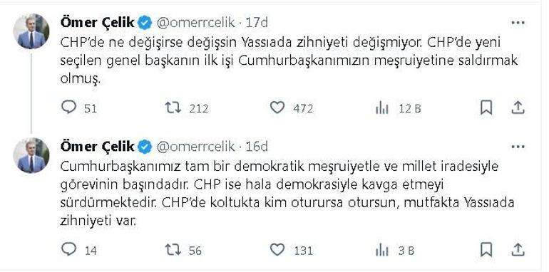 AK Parti'li Çelik: CHP'de Yassıada zihniyeti değişmiyor