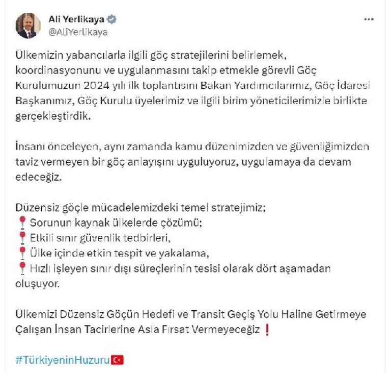 Bakan Yerlikaya: İnsan tacirlerine asla fırsat vermeyeceğiz