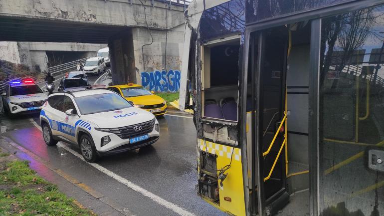 Beyoğlu'nda virajı alamayan İETT otobüsü alt geçit duvarına çarptı: 7 yaralı