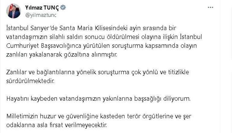 Bakan Tunç: Zanlılar ve bağlantılarına yönelik soruşturma çok yönlü sürdürülüyor