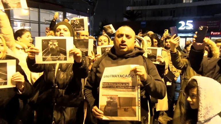 Başakşehir’de kediyi tekmeleyerek öldüren İbrahim Keloğlan'ın serbest bırakılması oturduğu sitede protesto edildi