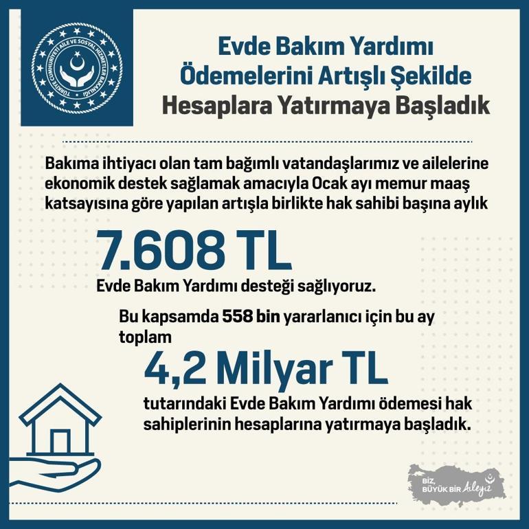 'Evde Bakım Yardımı' ödemeleri yapılıyor