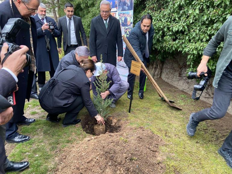 Pakistan Büyükelçiliği'nde depremde hayatını kaybedenler için fidan dikildi