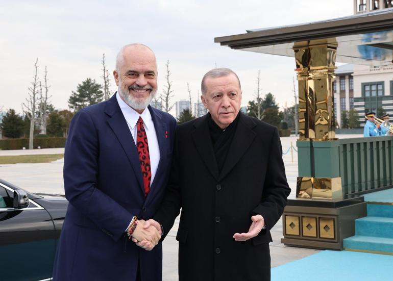 Cumhurbaşkanı Erdoğan, Arnavutluk Başbakanı Rama'yı resmi törenle karşıladı