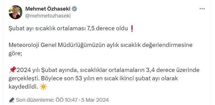 Son 53 yılın en sıcak 2'nci şubat ayı