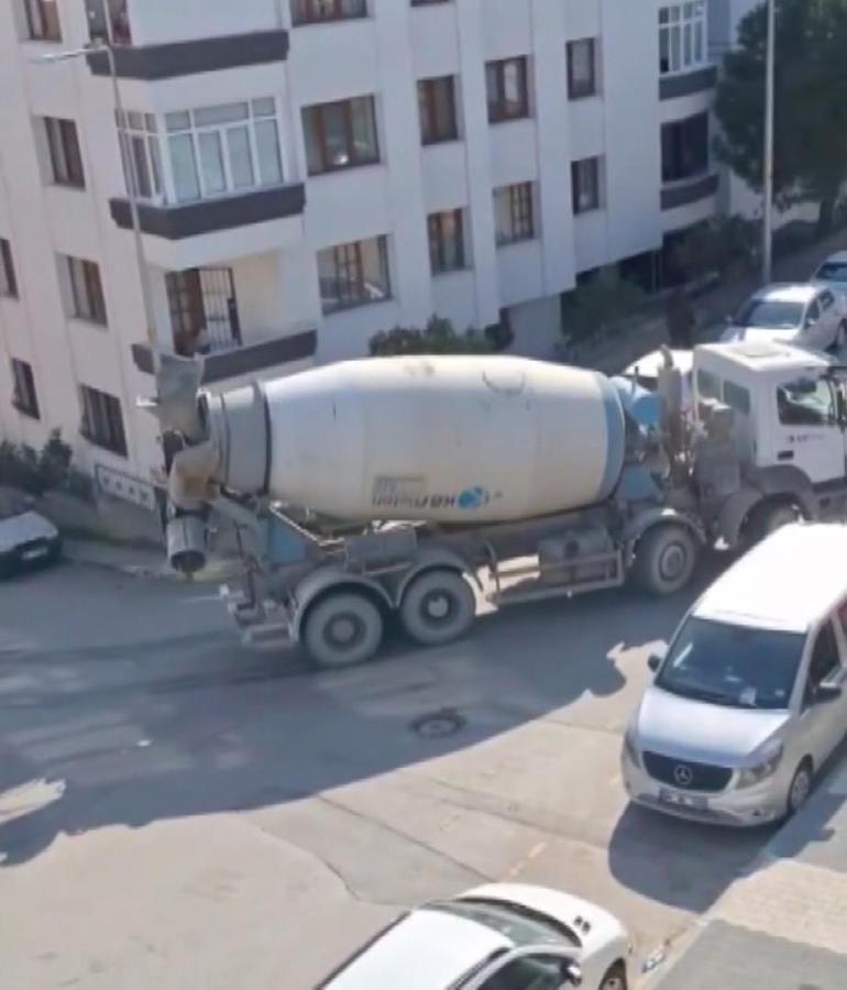 Maltepe'de beton mikseri yola beton döktü