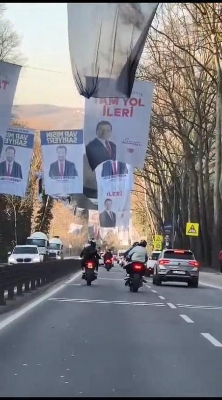 Sarıyer'de motosikletlilerin tehlikeli yolculuğu kamerada