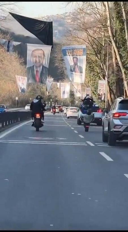 Sarıyer'de motosikletlilerin tehlikeli yolculuğu kamerada