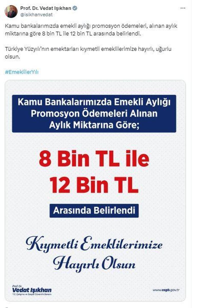 Bakan Işıkhan'dan 'emekli promosyonu' açıklaması