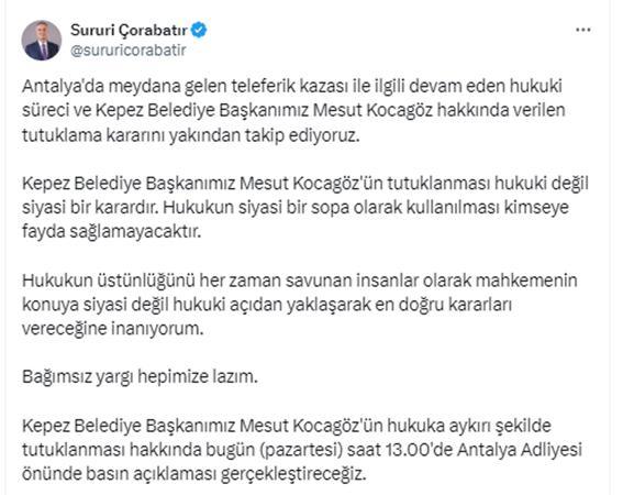 Teleferik kazasında CHP'li başkan tutuklandı, partililer cezaevi önünde çadır kurdu