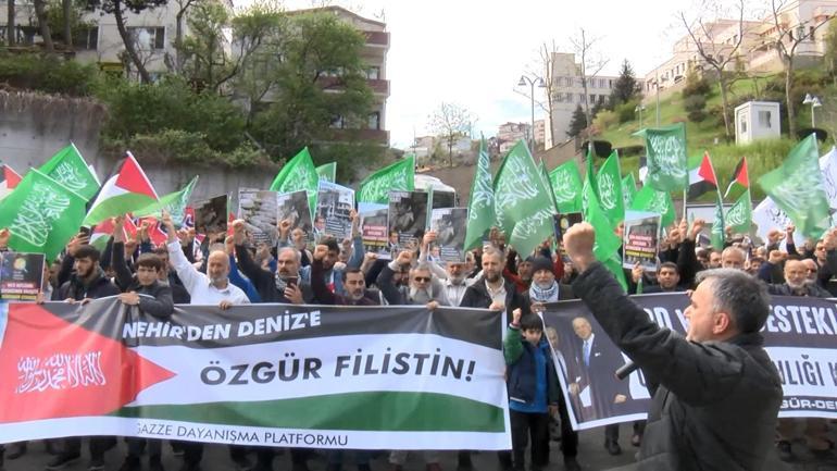 ABD Başkonsolosluğu’na yürüyen grup İsrail'i protesto etti