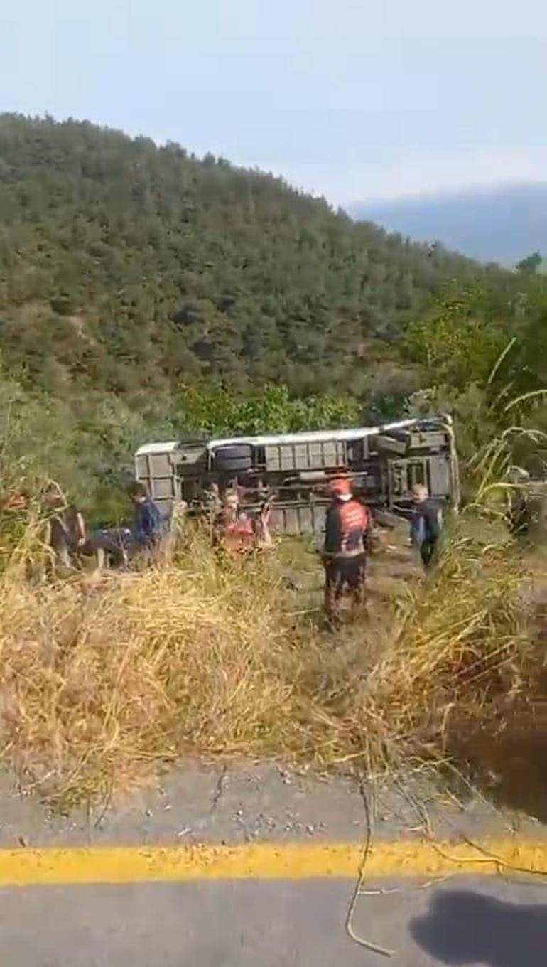 Pamukova'da, geziden dönen üniversitelilerin taşındığı midibüs şarampole devrildi: 12 yaralı