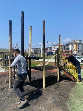 Bolu’da çocuk parkını kundaklayan şüpheli yakalandı