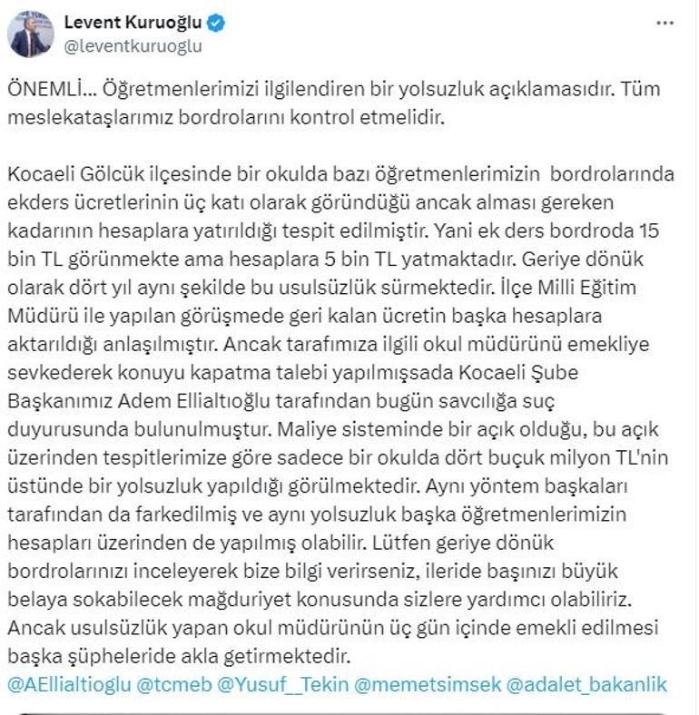 Kocaeli'de 'milyonluk ek ders yolsuzluğu' iddiası; adli ve idari soruşturma başlatıldı