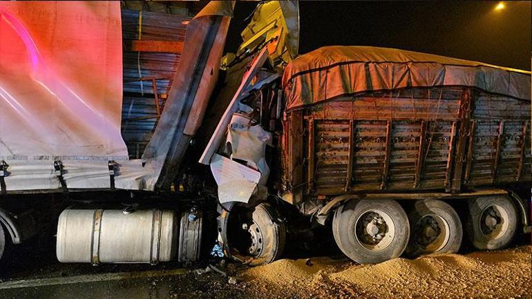 Düzce'de arıza yapan TIR'a çarpan demir levha yüklü TIR'ın şoförü, feci şekilde can verdi