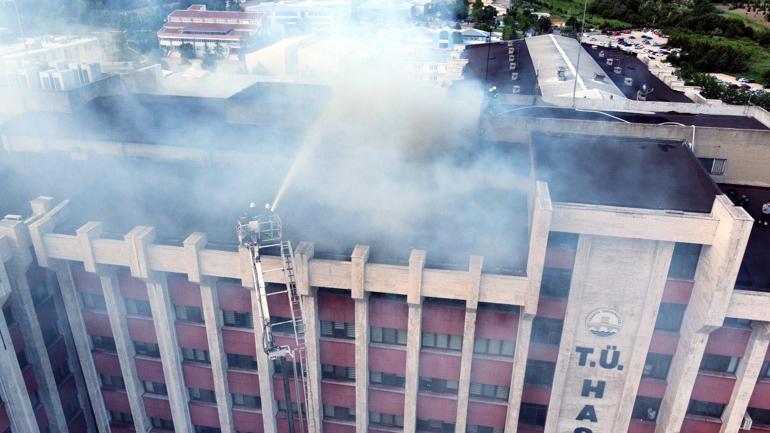 Trakya Üniversitesi Tıp Fakültesi Hastanesi çatısında yangın